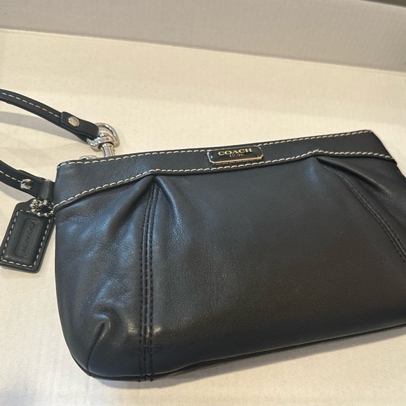 Coach Handbags - Coach Black Leather Wristlet with Pleated Detail